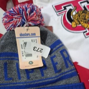 Gray & Royal Blue Pom Beanie - LIFER Text